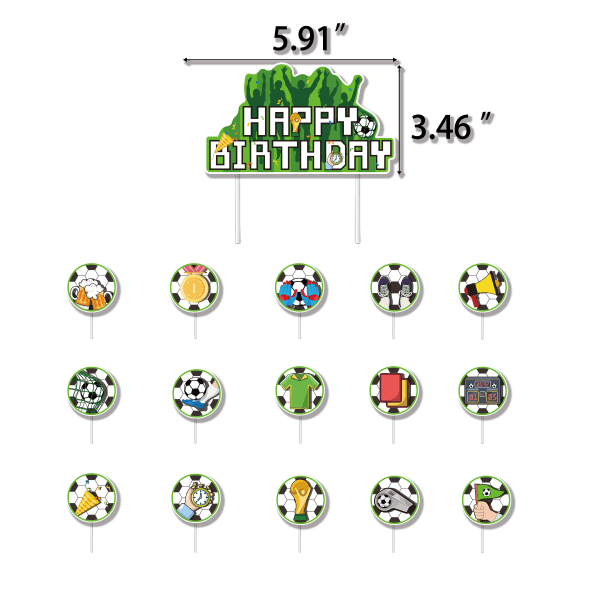 Fotball-tema festdekorasjon Fotballflaggkake Plugg inn ba