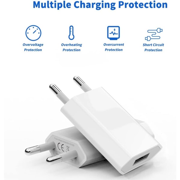 2-pakks USB hurtiglader, USB-pluggadapter, universell reise-USB W