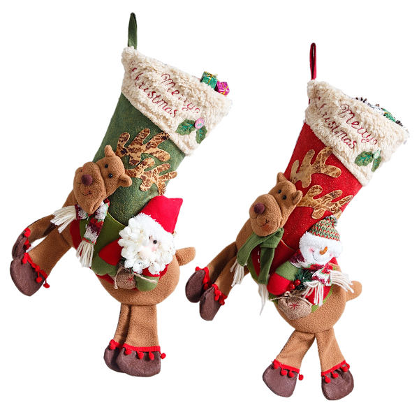 2 st julstrumpor Stora ben Jultomte snögubbe åka de