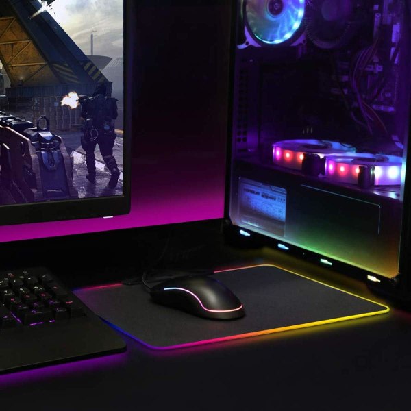RGB Gaming-musematte, LED-belyst musematte, sklisikker overflate for