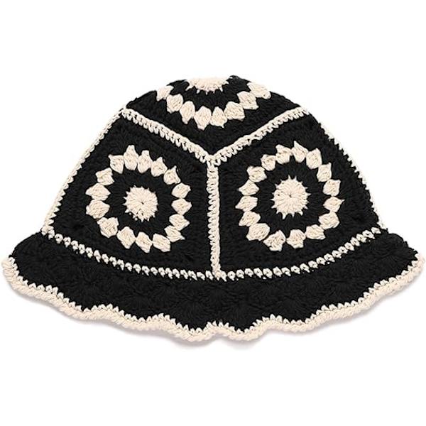 Virkad Bucket Hat för Kvinnor Handgjord Vikbar Floppy Be DXGHC