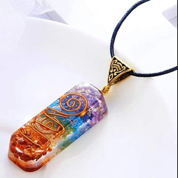 Helbredende Krystall Naturlig Edelsten Regnbue Krystaller Orgon Energi Generator Beskyttelse Amulet Hengesmykke Halskjede for Kvinner M