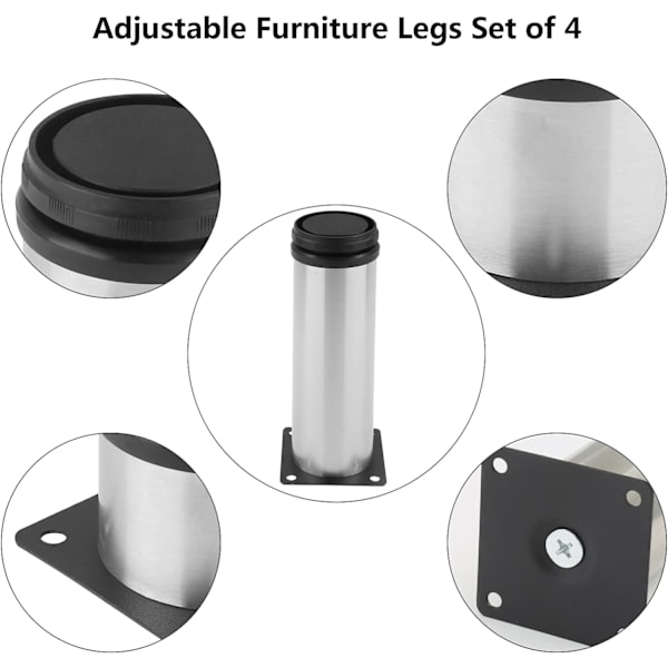 4 st Justerbara Möbelben 6 tum / 150 mm Soffa Ben Set om 4