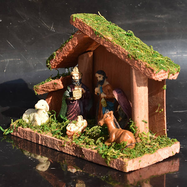 1 stk Julekrybbe Statue Klassisk Hellig Skrivebords Pynt Bordplade Na DXGHC