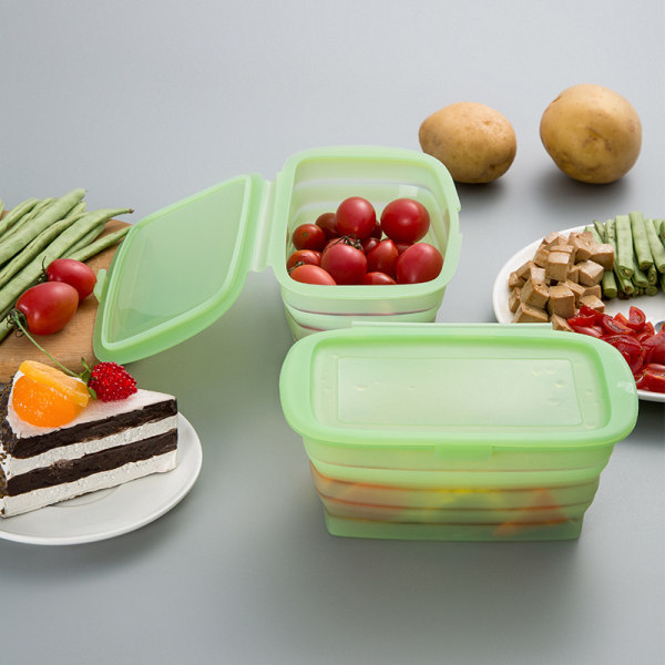 2-pack silikoninen taitettava säilytyslaatikko kannella hedelmiä ja vihanneksia