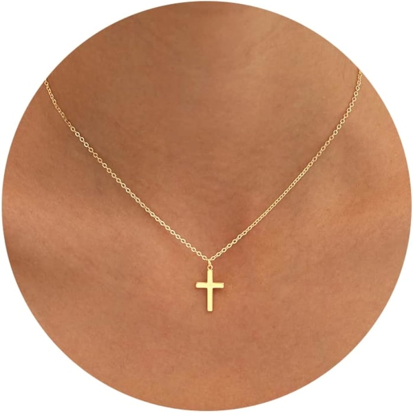 Gold Cross Necklace for Women, 18K Gold Plated Small Cross Pendan