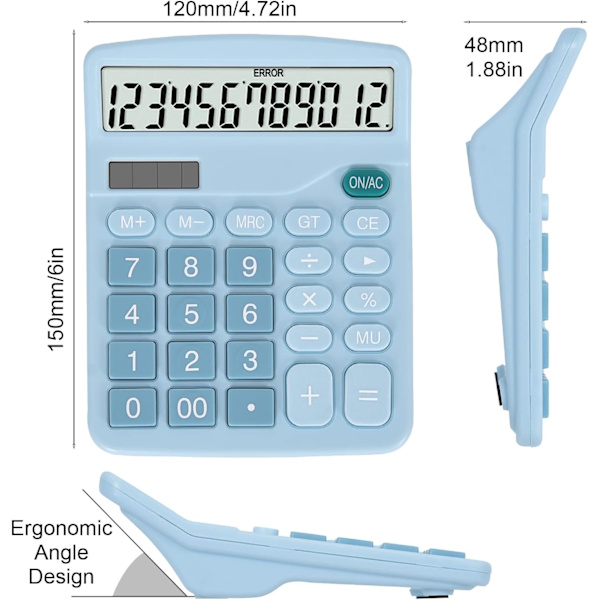 Basic Standard Kalkulator 12-Siffer Skrivebords Kalkulator med Stor