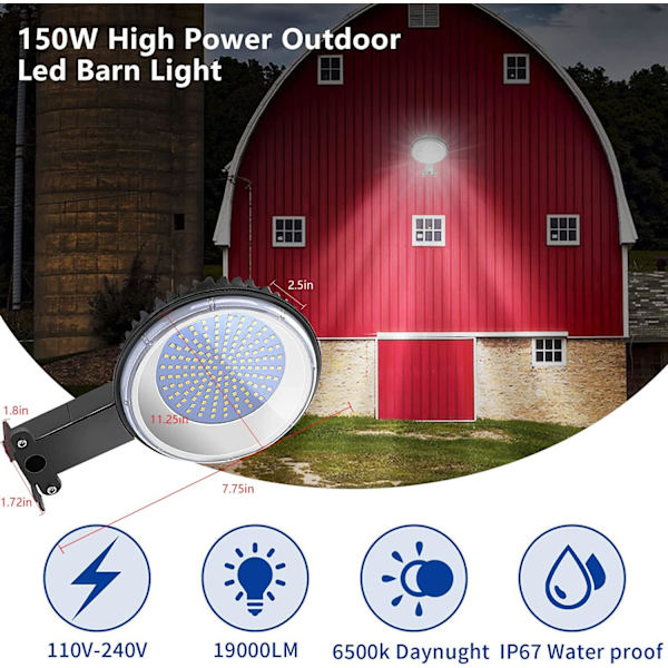 150W Ulkovalaistus LED-Navettavalaisin, Hämärästä Aamunkoittoon Valosensori LED-Autotalli