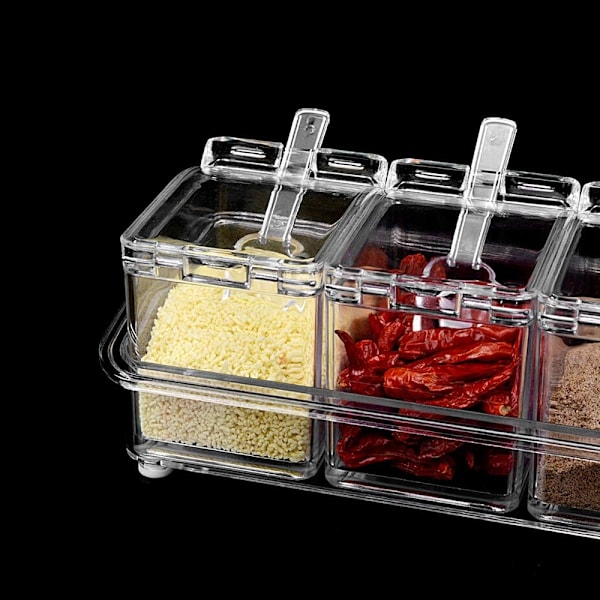 4-delad kryddburksset Transparent Salt Spice Jar,Spice J DXGHC