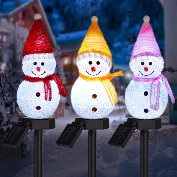 3-pack Sol-drivna Snögubbe Julvägslampor, Snögubbelampor