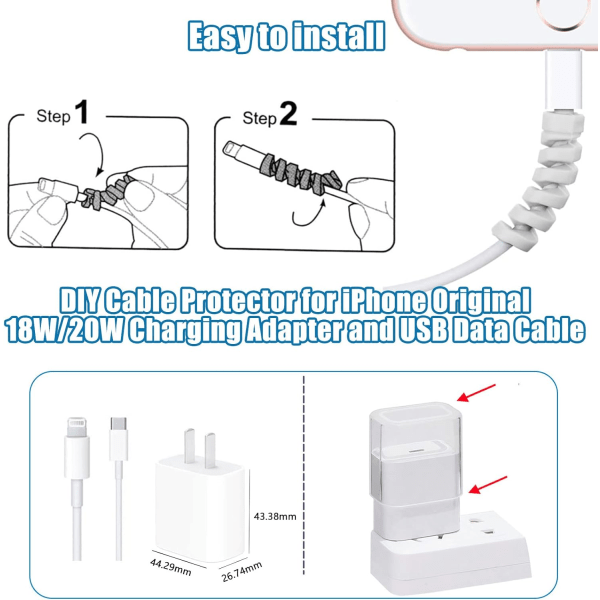 Kabelskydd för iPhone 20w laddare, söt 3D fluga laddare C