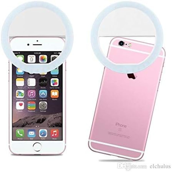 1 stk. Hvid Genopladelig Selfie Clip Ring Flash Smartphone Ring