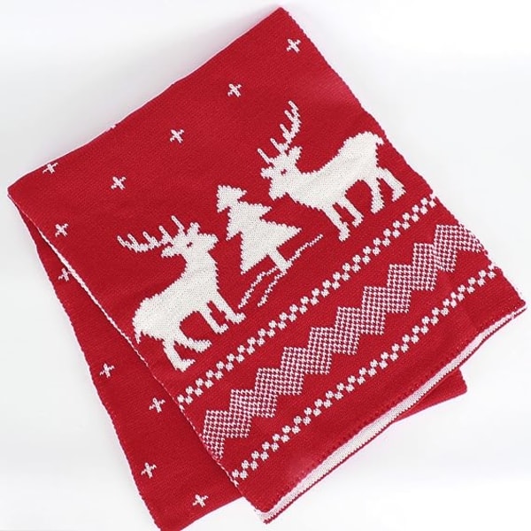 Unisex Christmas reindeer snowflake scarf knitted thick winter sc