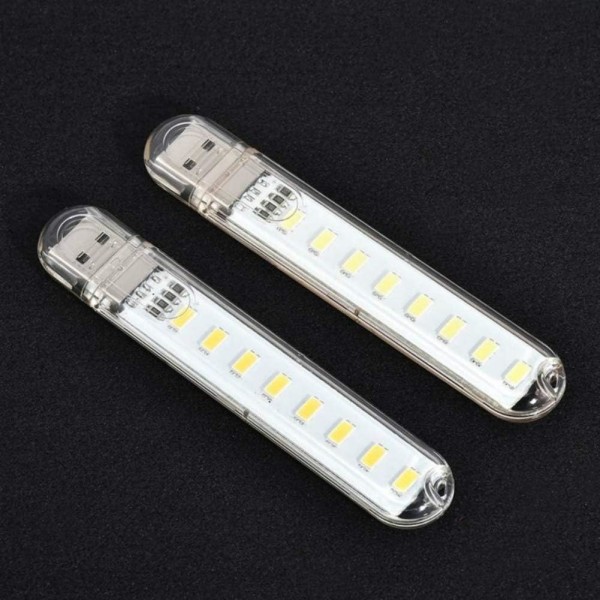 USB-lys, nattlys-plugg, liten LED-lyslist med 8 lamper