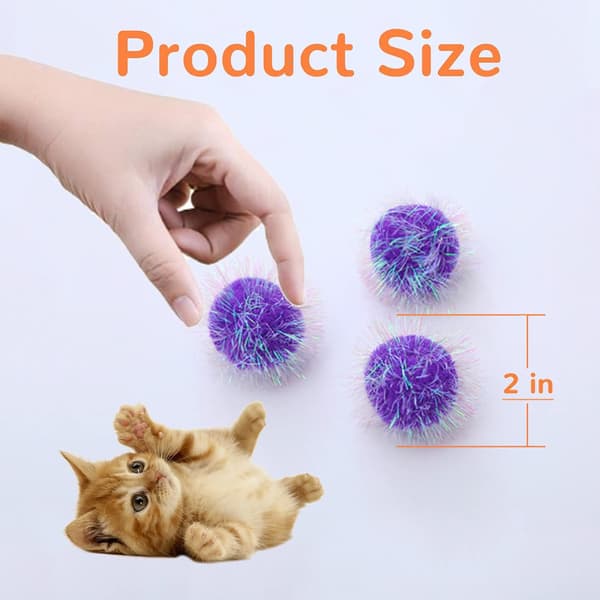 16 Pakke Kattebold Legetøj Pom Pom Glimmer Fuzzy Bolde Assorterede Farver