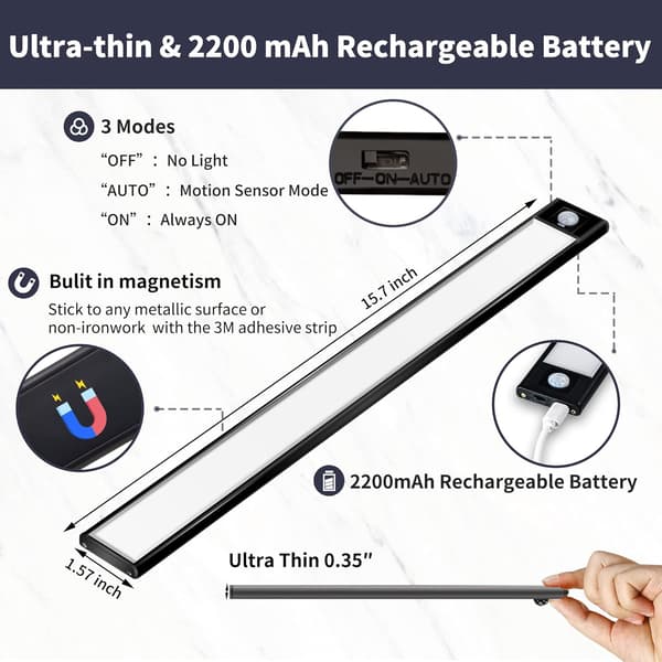LED Bevægelsessensor Under Skab Belysning 2 Pak - 69 LED'er Ultra T