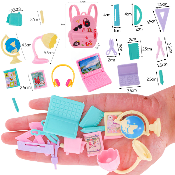 18 pieces girls doll school accessories mini doll backpack mini d