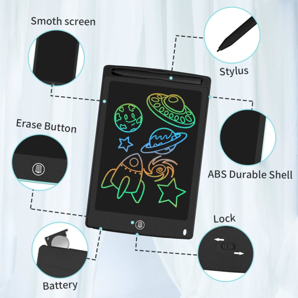 Fargerik LCD Skrivetavle, 8,5 Tommer Tegnebrett Grafikk DXGHC