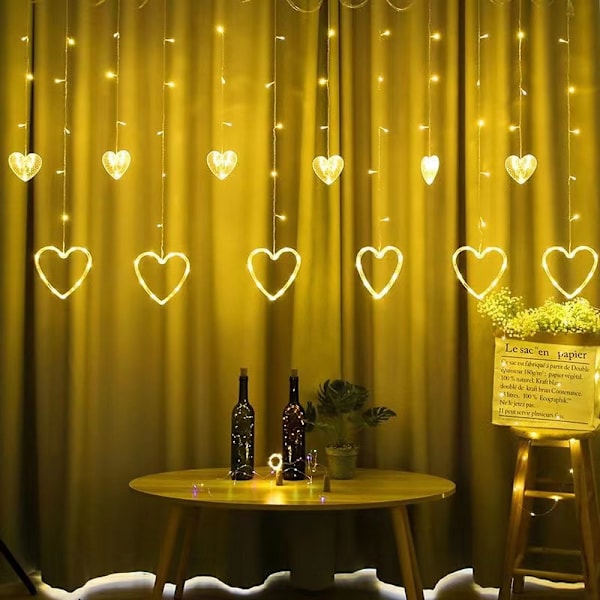 LED-ljusslinga hjärtgardin ljus Valentinsdag bröllop