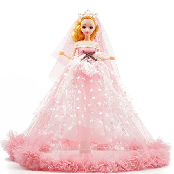 1 st rosa 30 cm lång klänning bröllopsklänning kronprinsessa docka