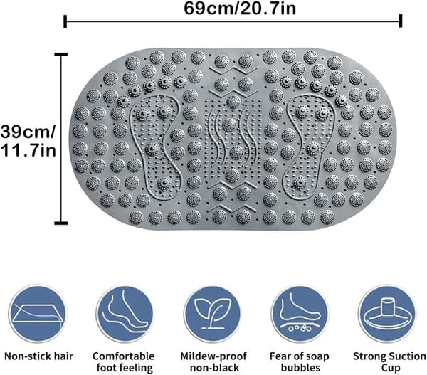 Halksäker duschmatta med magnetisk massage, PVC halksäker duschmatta