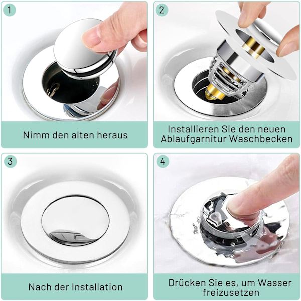Universal Pop-Up Håndvask Aftapning, 2 Dele Anti-Tilstopning Aftapningsfilter, Rustfrit Stål og Ren Kobber Badekar Aftapning, Hårfilter Anti-Lugt til Huller fra 33 til 42mm