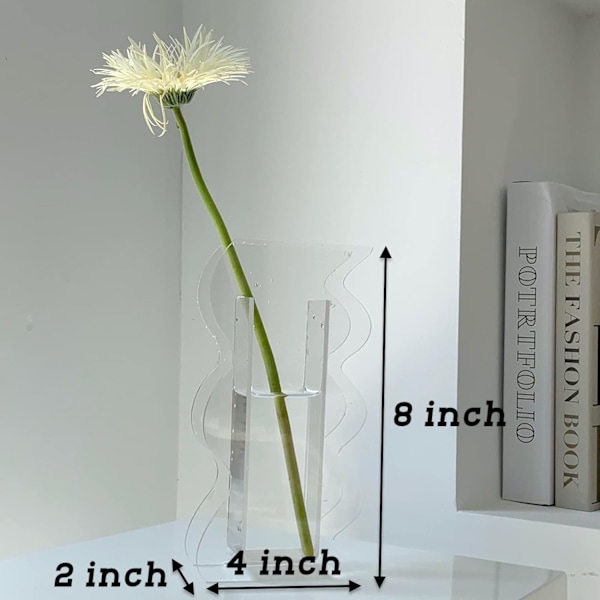 Klar Akryl Vase, Geometrisk Akryl Blomster Vase, Høj Bølgeform