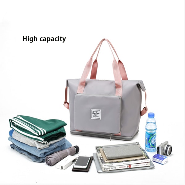 Vikbar resväska med stor kapacitet, expanderbar weekendväska i nylon