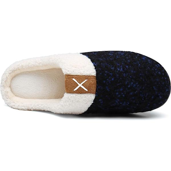 Mænds Hjemmesko med Memory Foam (Marineblå, 10-11) Komfort Fuzzy Plush Foring