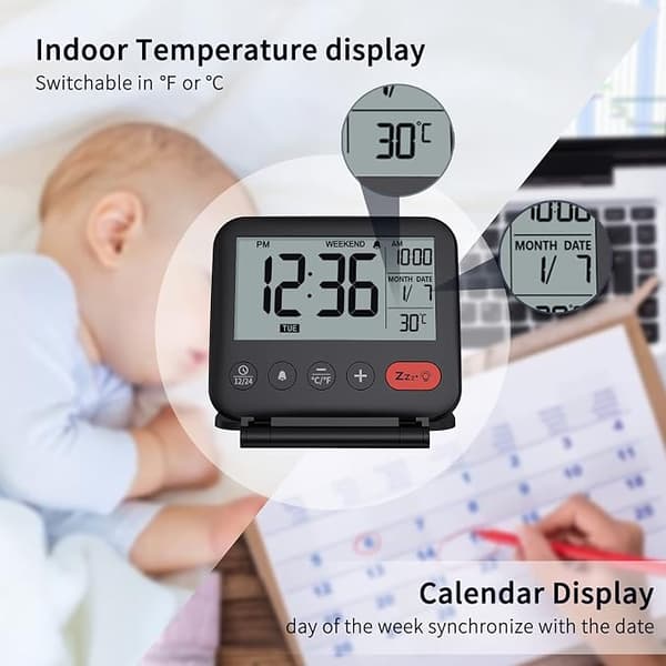 Matkakello Mini Kannettava LCD Digitaalinen Kello Taustavalon DXGHC