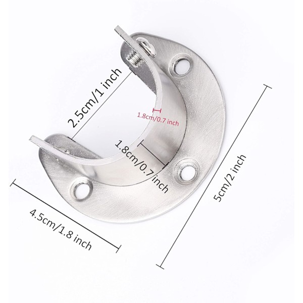 Garderobe Stang Brakett i Rustfritt Stål, 4 stk U-Formet Gardin R