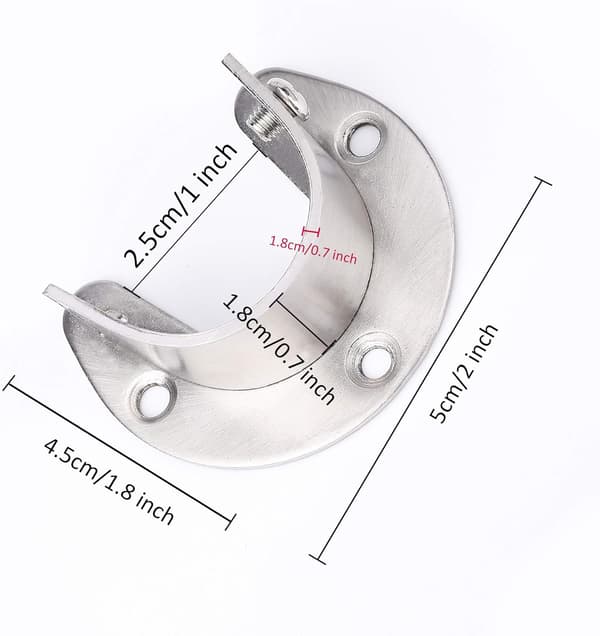 Garderobe Stangbeslag i Rustfrit Stål, 4 stk. U-Formet Gardin R