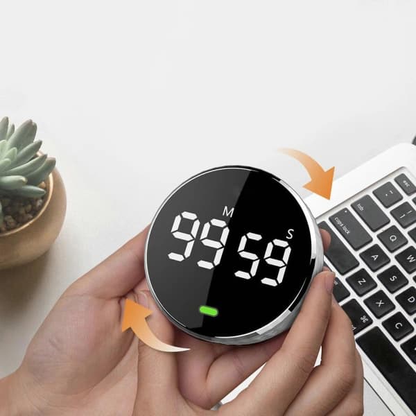 Digital timer med magnet og LCD-skjerm - Kjøkkenur sølv