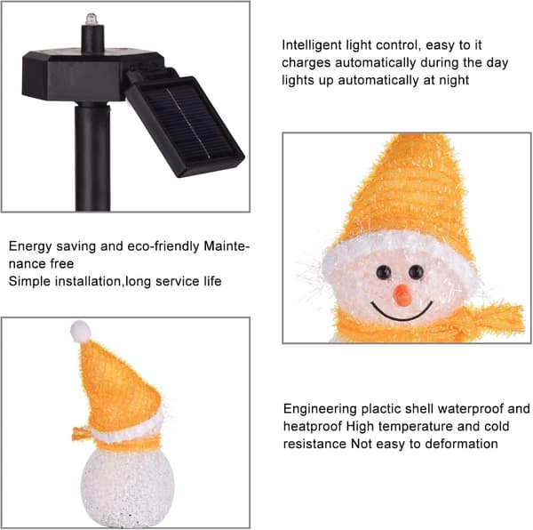 3-pack Sol-drivna Snögubbe Julvägslampor, Snögubbelampor