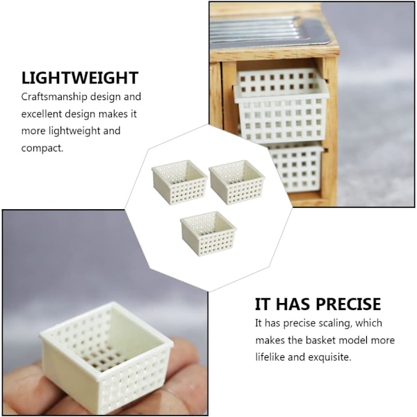 Miniatyrdockhus Ornament 3 st Kökstillbehör DIY Disk Bänk