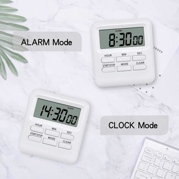 Digital Timer med Klocka/Väckarklocka Funktion 3 i 1, Magnetisk Ki