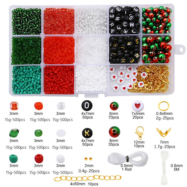 Akrylrisperler Brev Juleringe Håndlaget diy Perlet
