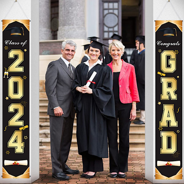 Examenbanner, Examen Dekorationer Klass av 2024, Hängande Grattis Banner/Grattis Examen Banner för Dörr