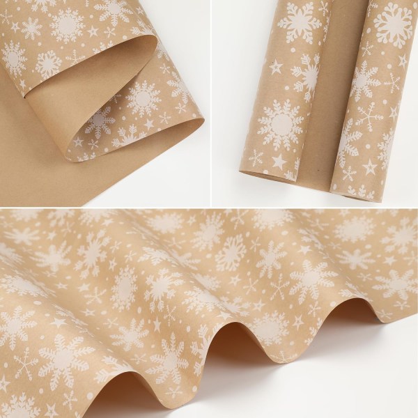 Julklappspapper 44cm x 10m Återvunnet Kraftpapper Rulle DXGHC