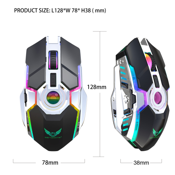 Trådløs Mus Genopladelig RGB Belysning 2.4G Mus Ergonomisk