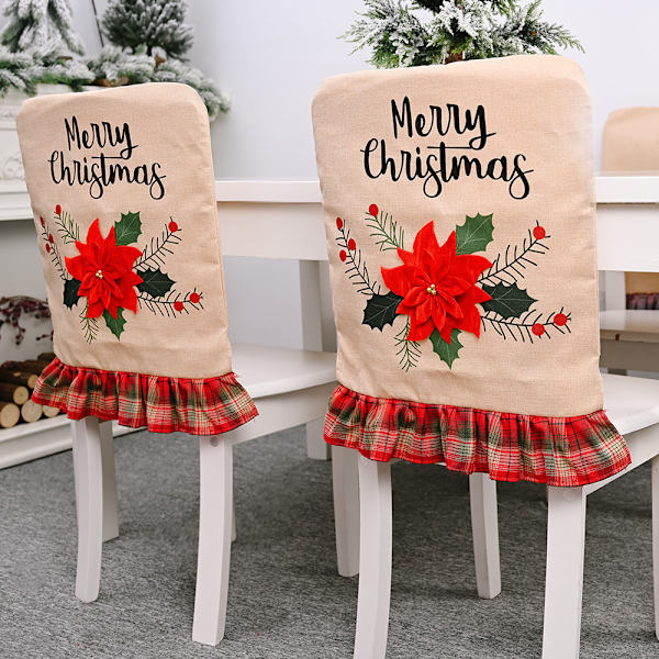 2 store julepynt store røde blomster lin stoff stoltrekk krakk