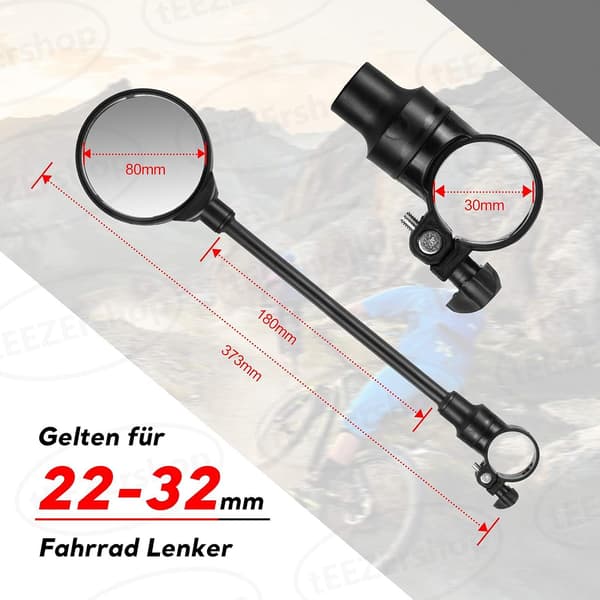 2 kpl Pyöräpeilit 22-32 mm Ohjaustangolle - 3D Turvapiili, 360