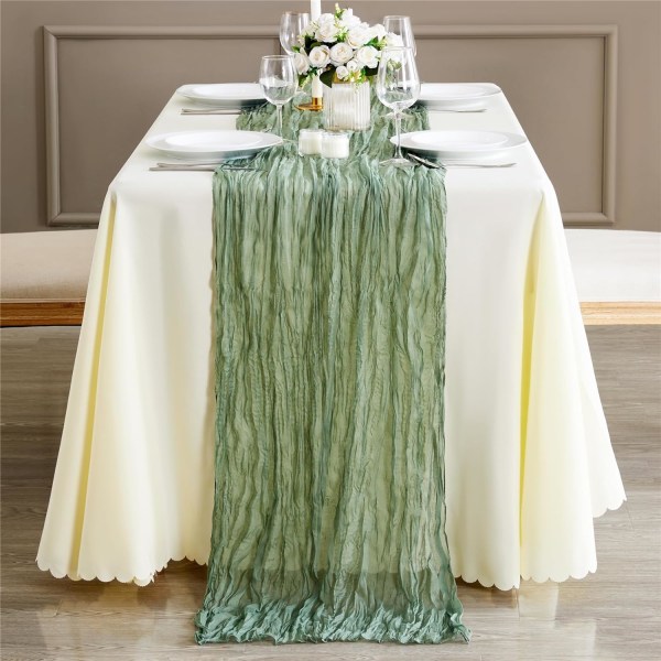 1 Pack Sage Green Cheesecloth Bordslöpare 10 Ft Green Gauze Bordslöpare 35x120 Inch Long Cheese Cloth Bordslöpare Boh