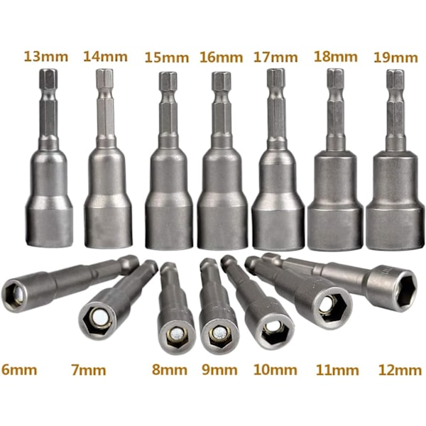 6-19mm Skrutrekker Sokkel - Bit Adapter, Hex For Hånddrill Mutter D