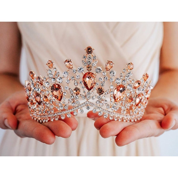 Bryllupstiara til kvinder, Rhinestone Brudkrone Prinsesse Tiara H