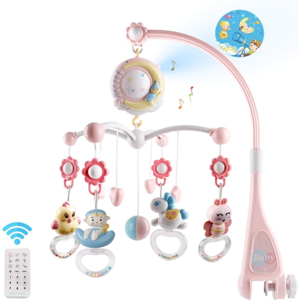 Baby mobil tremmeseng med timerfunktion, projektor og lys, hængende