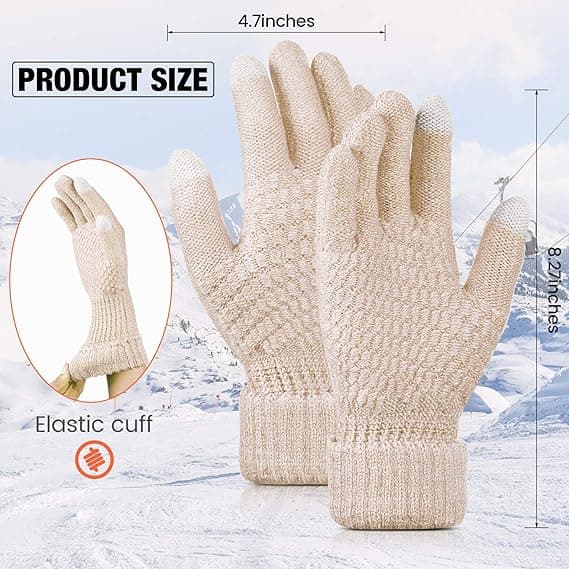 4 Par Dame Vinter Touchscreen Handsker Varme Fleeceforet Strik