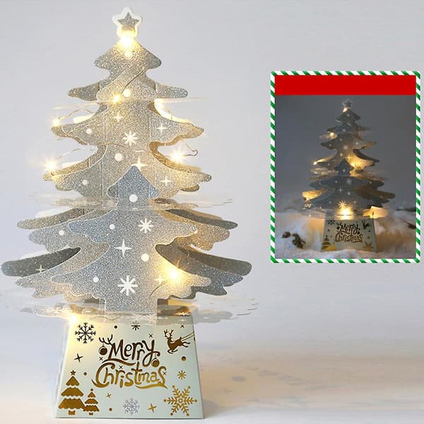 Sølvfarvede Julepynt Mini Desktop Julekort Ornament