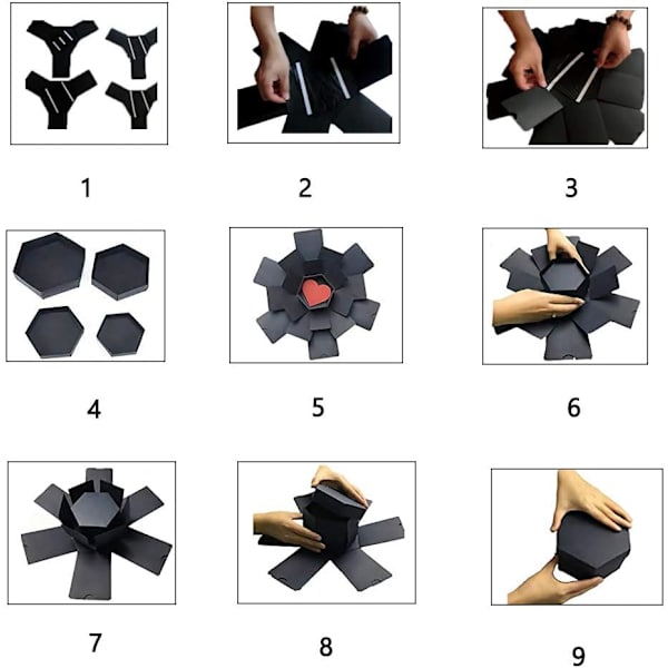 Explosion presentask, DIY albumask, parförälskad överraskningsexplosion