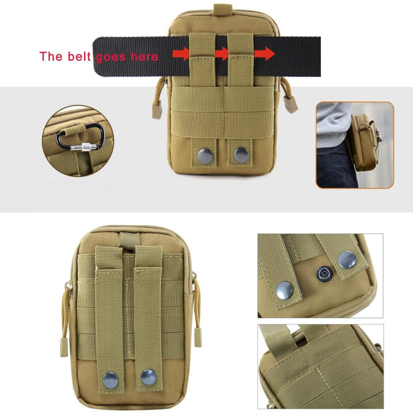 Tactical Belte Bag, Nylon Molle EDC Utility Belt Pouch Mobiltelefon